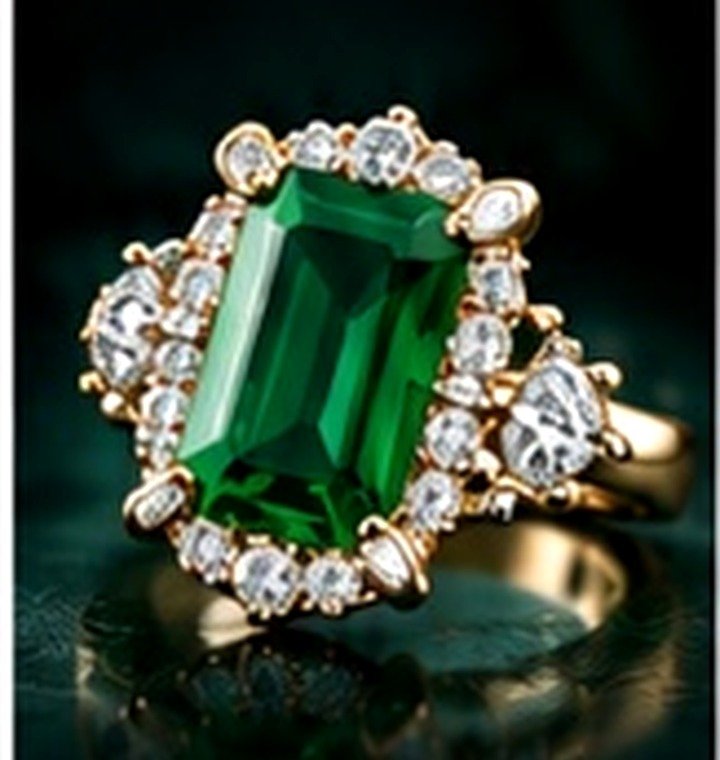 Emerald halo ring render