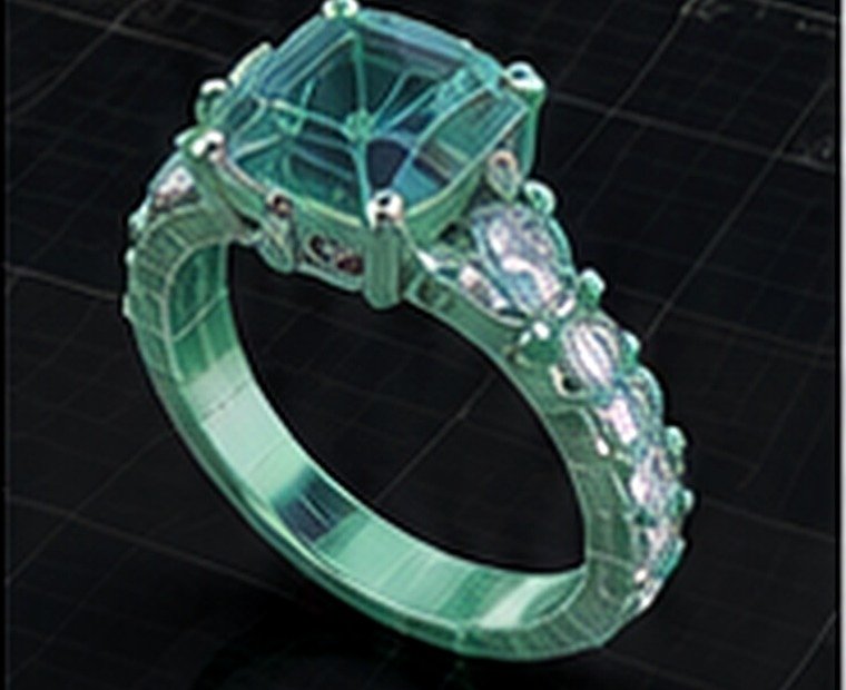 Green transparent CAD ring model